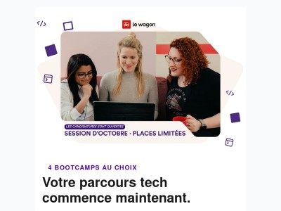 🍁 Jusqu’à 30 % de réduction sur le bootcamp d’octobre ! Postulez maintenant, {{ firstname }}
