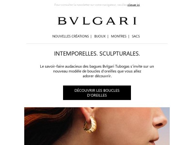 Les nouvelles boucles d’oreilles Bvlgari Tubogas