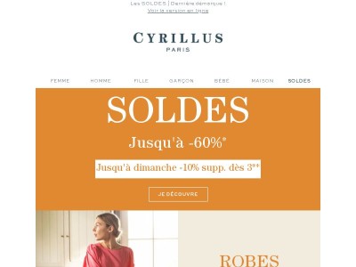 Jusqu'à -60%* | -10% supp. dès 3 articles** ✨