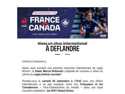 Ouverture billetterie : France v Canada à Deflandre !
