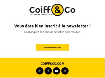 "Coiff&Co - Confirmation inscription newsletter"