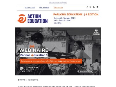 L’éducation des filles en Inde : participez à notre prochain webinaire !