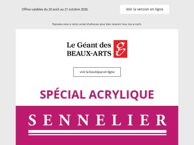 Profitez de remises jusqu'à -50% sur des produits Sennelier !