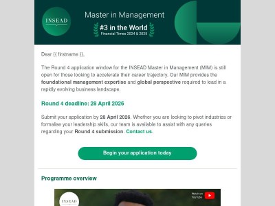 Join the next intake: INSEAD MIM round 4 closing soon