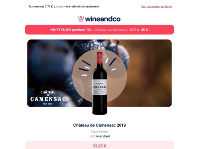 ⚡Vente Flash 72h : Château de Camensac 2019 à -25 % !