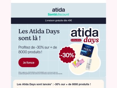 📢 Atida Days : -30% pendant 1 semaine !