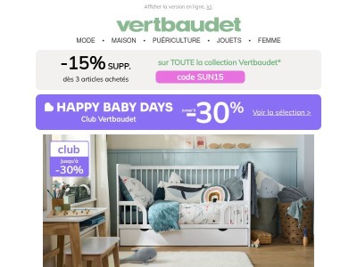💜 Jusqu'à -30% sur la chambre de bébé...
