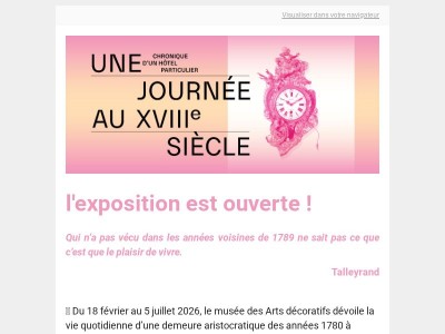 🕰️ L'exposition « Une journée au XVIIIᵉ siècle, chronique d'un hôtel particulier » est ouverte !