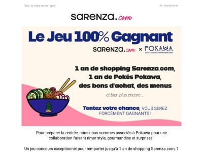 Sarenza.com et Pokawa, un jeu concours qui donne du goût à votre rentrée