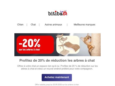  🐾20 % de réduction sur les arbres à chat