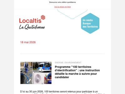 Actualités Localtis du mardi 19 mai 2026