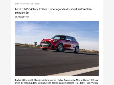  MINI 1965 Victory Edition : une légende du sport automobile... (BMW Group PressClub France)