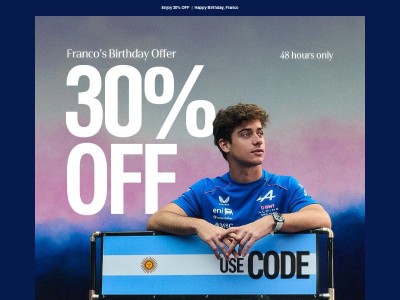 INSIDE: Franco's Birthday Offer🎈30% OFF the Official Store