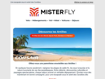 🌴 Offrez-vous une parenthèse ensoleillée aux Antilles avec Corsair
