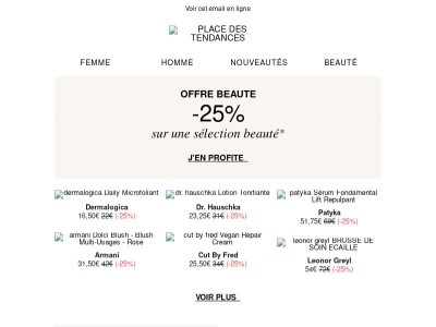 Beauté : -25% sur une sélection