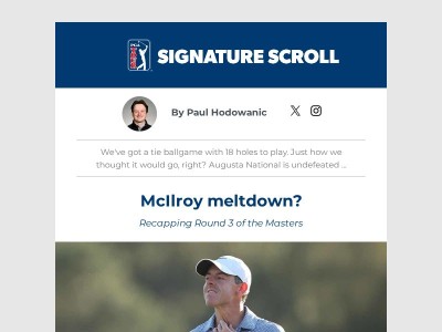 Signature Scoll: McIlroy falters, sets up Sunday drama