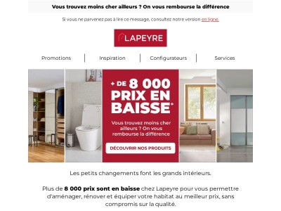 Nos prix baissent, vos projets avancent
