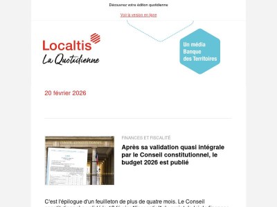Actualités Localtis du lundi 23 février 2026