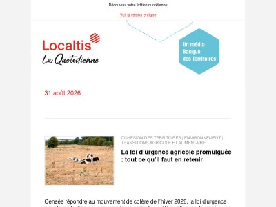 Actualités Localtis du mardi 1 septembre 2026
