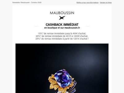 Profitez du Cashback immédiat : jusqu'à 25% de remise* !
