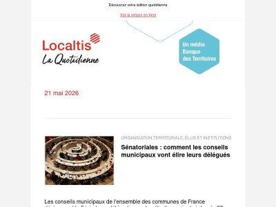 Actualités Localtis du vendredi 22 mai 2026