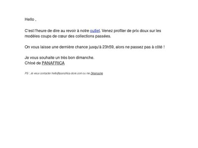 Bientôt la fin de l'outlet !