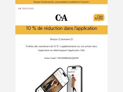 Ne passez pas à côté de vos 10 % de réduction dans l’appli ! 