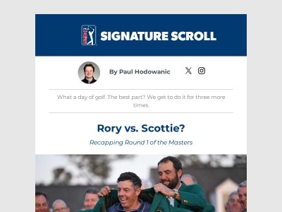 Signature Scroll: Rory vs. Scottie? Plus Olazábal's mystical morning
