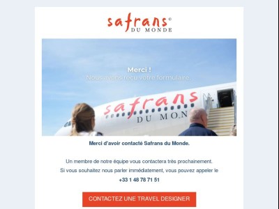 Merci d’avoir contacté Safrans du Monde
