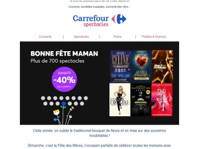 Fête des Mères :  jusqu’à -40% sur plus de 700 spectacles ❤️