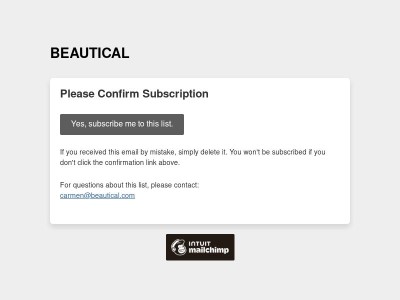BEAUTICAL: Please Confirm Subscription