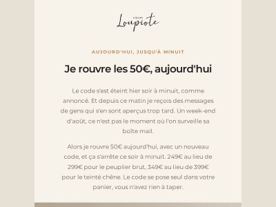 Je rouvre les 50€, aujourd'hui seulement