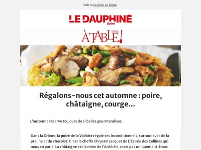 A Table ! Cap sur l'automne avec des recettes gourmandes