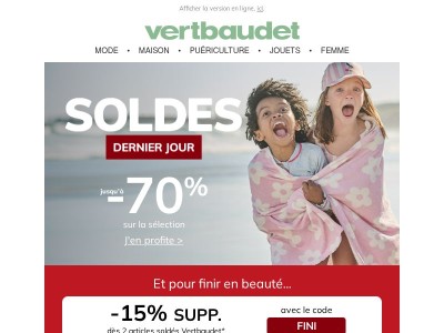 🌟 On finit en beauté... -15% SUPP sur les SOLDES !