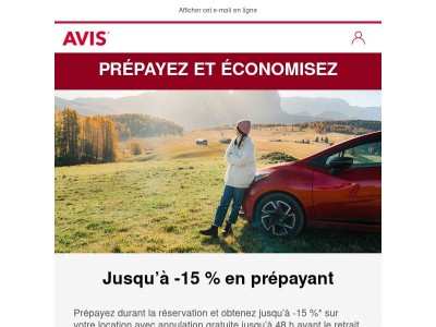 Prépayez votre location avec -15 %