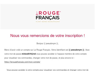 Nous vous remercions de votre inscription Le Rouge Français !