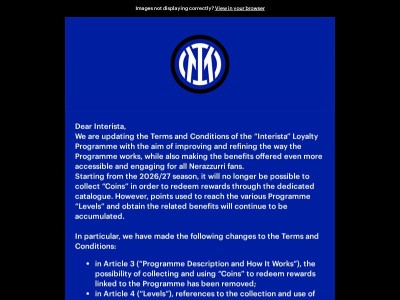 Redeem your coins | Changes to the Interista Program Terms and Conditions