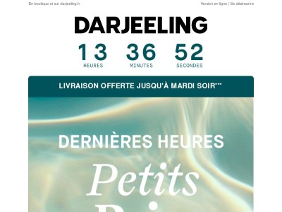 Tic tac ⏳ Plus que quelques heures : Petits Prix DÈS 12€ + Livraison Offerte !