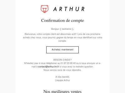 Confirmation de compte client