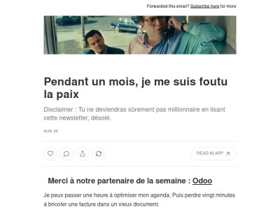 Pendant un mois, je me suis foutu la paix