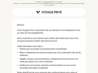 Information sur l'utilisation des pixels de suivi dans nos emails