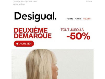 Jusqu’à -50 % sur Femme, Homme et Kids