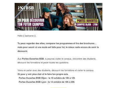 {{ lastname }}, Avant de choisir ton école, viens la vivre.