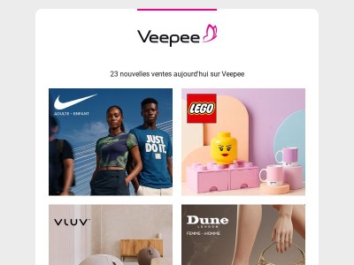 Aujourd'hui : Nike, Lego, Vluv et 20 autres ventes sur Veepee