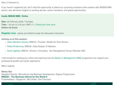 Last chance to join our exclusive virtual session with the MIM alumni