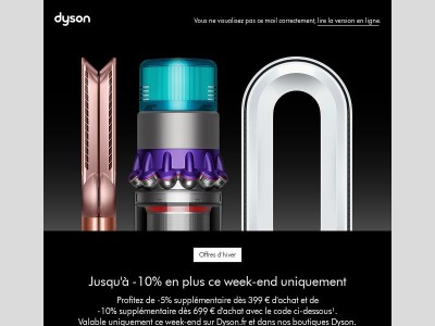 Offres d'hiver : Jusqu'à -10% en plus !