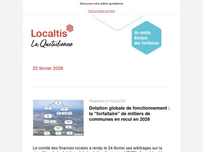 Actualités Localtis du jeudi 26 février 2026