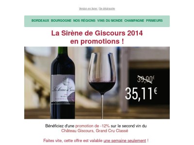 {{ firstname }}, -12% sur la Sirène de Giscours ! 🍷