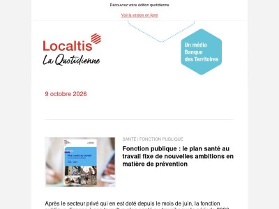 Actualités Localtis du lundi 12 octobre 2026