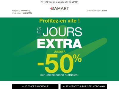 Jusqu’à -50% sur une sélection {{ lastname }} 💚